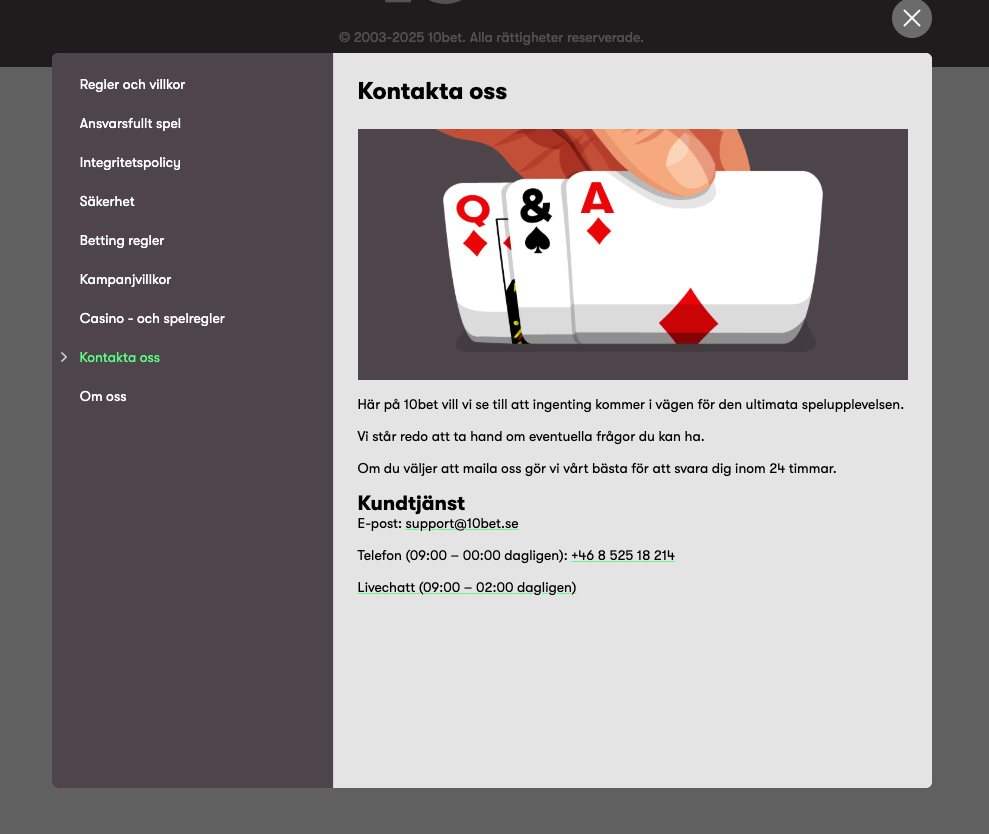 10bet kundtjänst