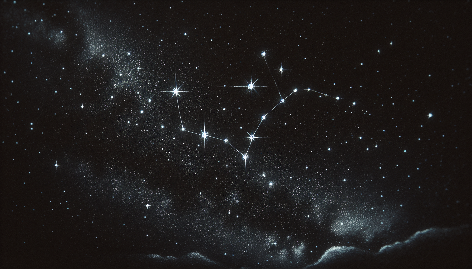 Illustration of the Little Dipper constellation in the night sky