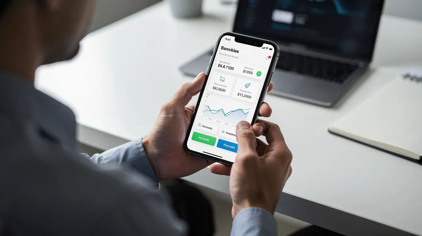 A person is sitting comfortably, using a smartphone to browse various financial services on a mobile app, exploring options like 網上 貸款 and checking the 實際 年 利率 for different loan products. The app displays features such as instant approval and repayment options, making it easy for users to compare different貸款方案.