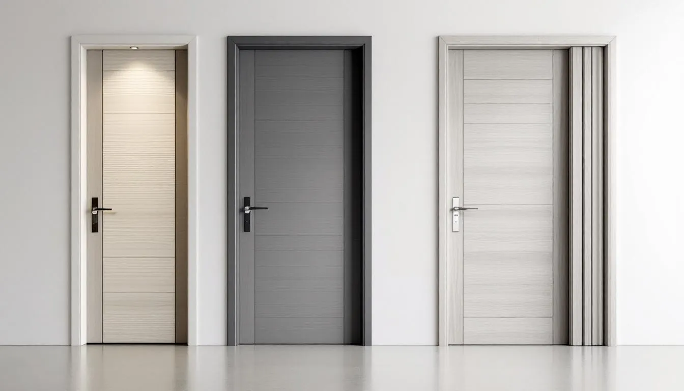 Energy-efficient doors highlighted in a display, showcasing options for saving money without sacrificing style.