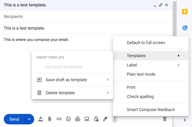 Open a draft composer. You can insert a template or create a new one.