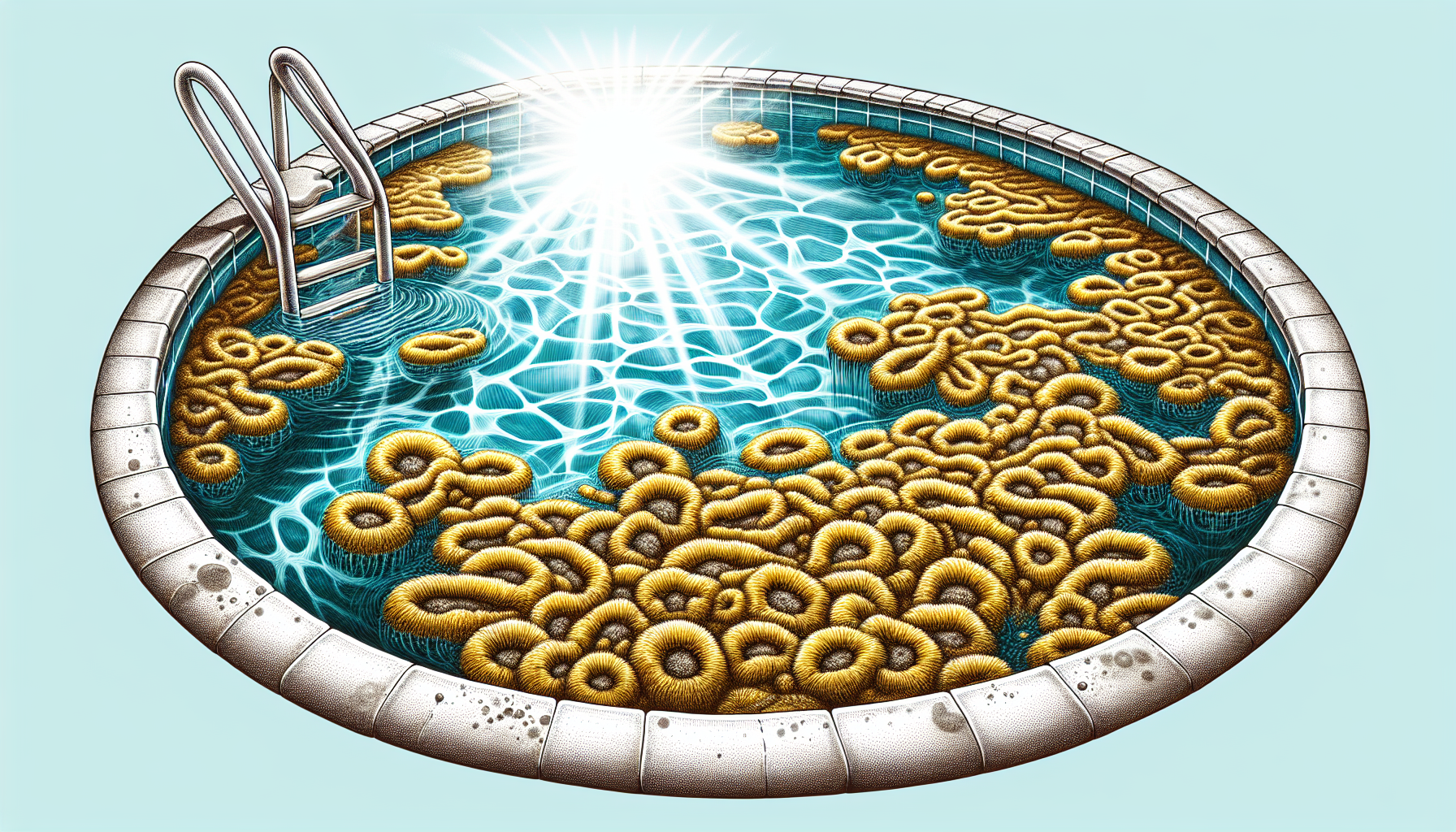 Illustration of yellow algae in pool