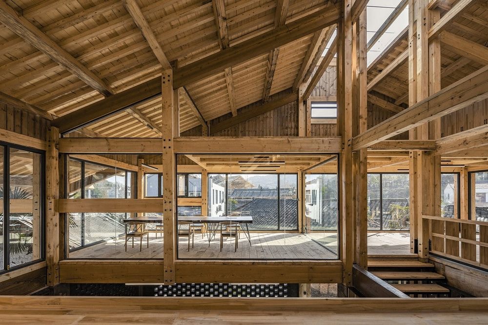 Casa em Wood Frame para criar um centro comunitário em Yuanheguan, China.