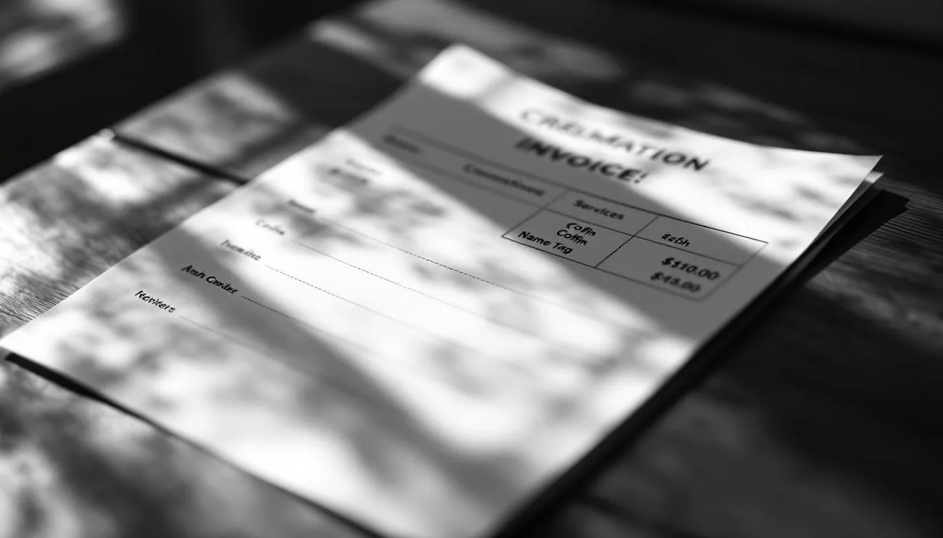 Ein Beispiel für eine Rechnung, die die Kosten für die Einäscherung eines Hundes detailliert auflistet.