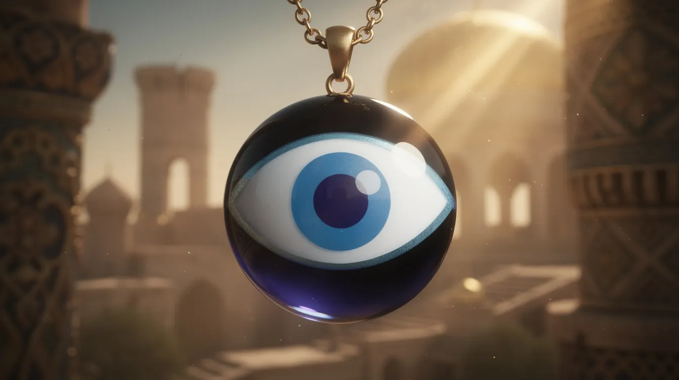 The image showcases a stunning evil eye jewellery collection featuring various pieces such as bracelets, necklaces, and earrings, all designed with the ancient symbol believed to protect against negative energies and bad luck. Each item is crafted with luxurious elements like glass beads and sterling silver, making them both stylish and meaningful for the wearer.