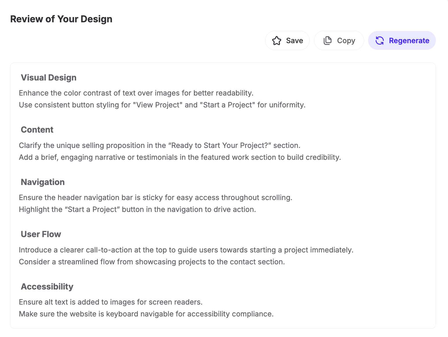 UXPilot AI design review result