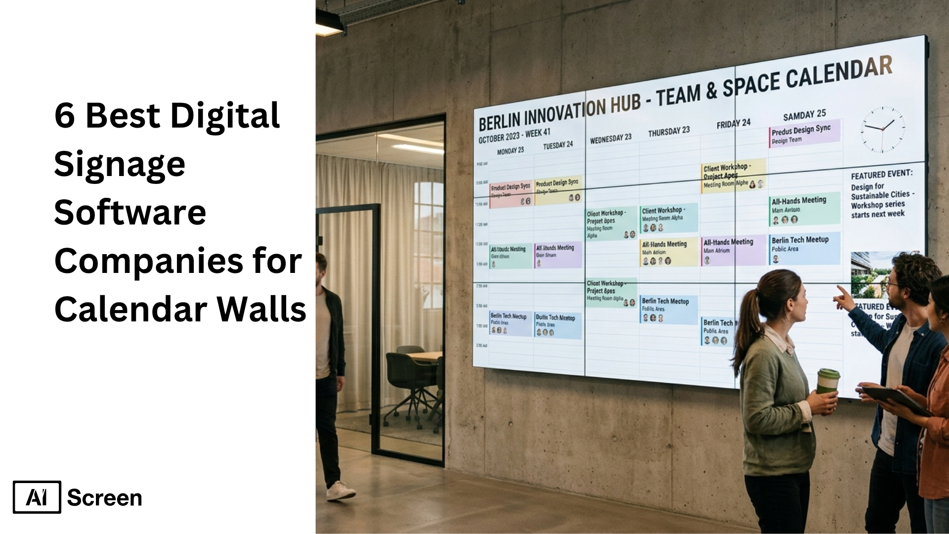 digital signage software for calendar walls on office screens