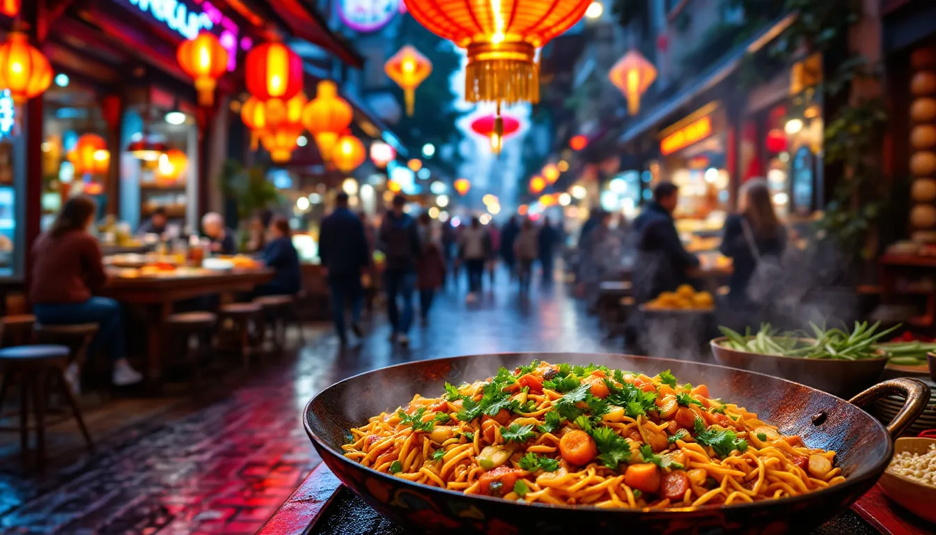 Ein vegetarisches Gericht mit frischen Zutaten in einem chinesischen Restaurant in Düsseldorf.