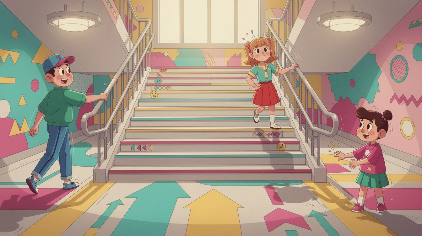 A well-maintained staircase emphasizing safety features and clear pathways.