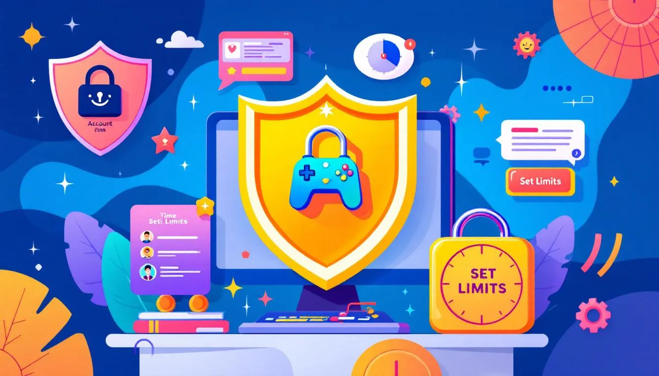 An illustration of responsible gambling tools and safety measures for players, promoting a secure gaming environment.