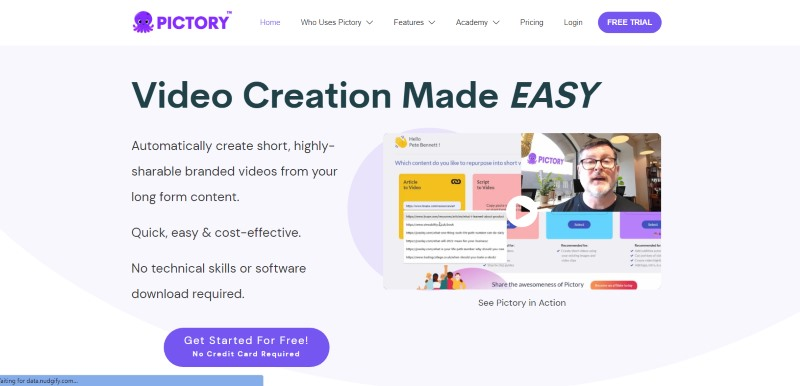 Pictory Homepage