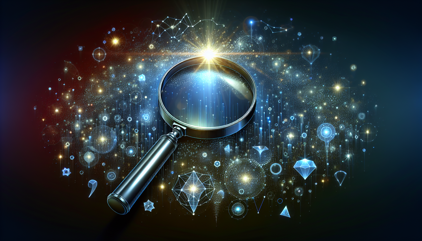 Illustration of a magnifying glass over sales metrics data