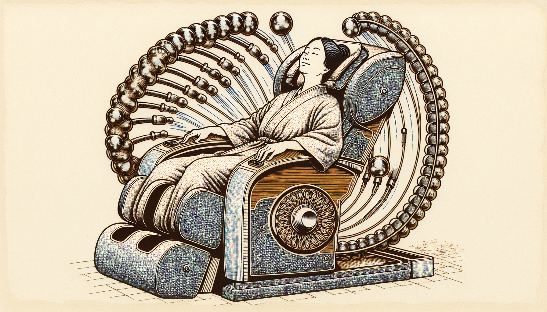 Illustration of a person sitting in a Shiatsu massage chair