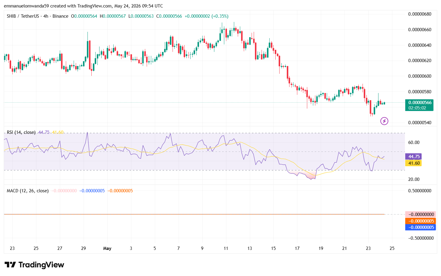 SHIB/USDT Chart: TradingView