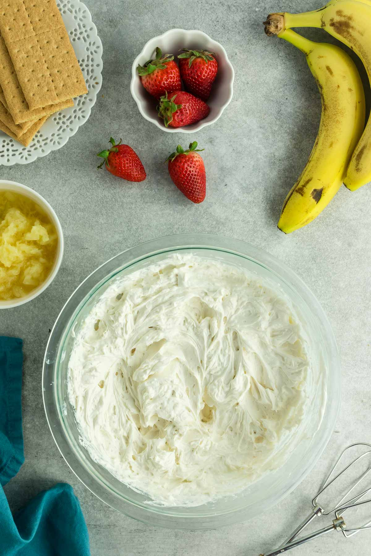 whipped cream and cream cheese mixture in bowl