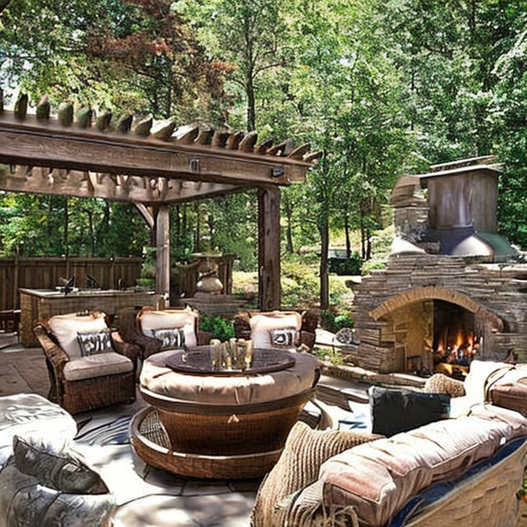 rustic design with outdoor fireplace