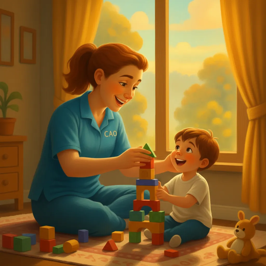 female support worker playing with a child with complex needs