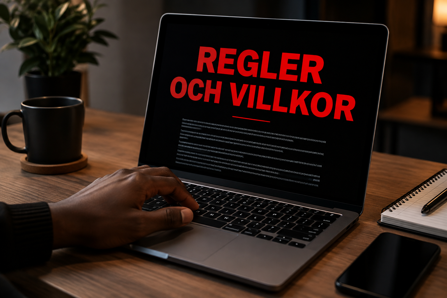Regler och villkor för casinobonusar visade på en datorskärm.