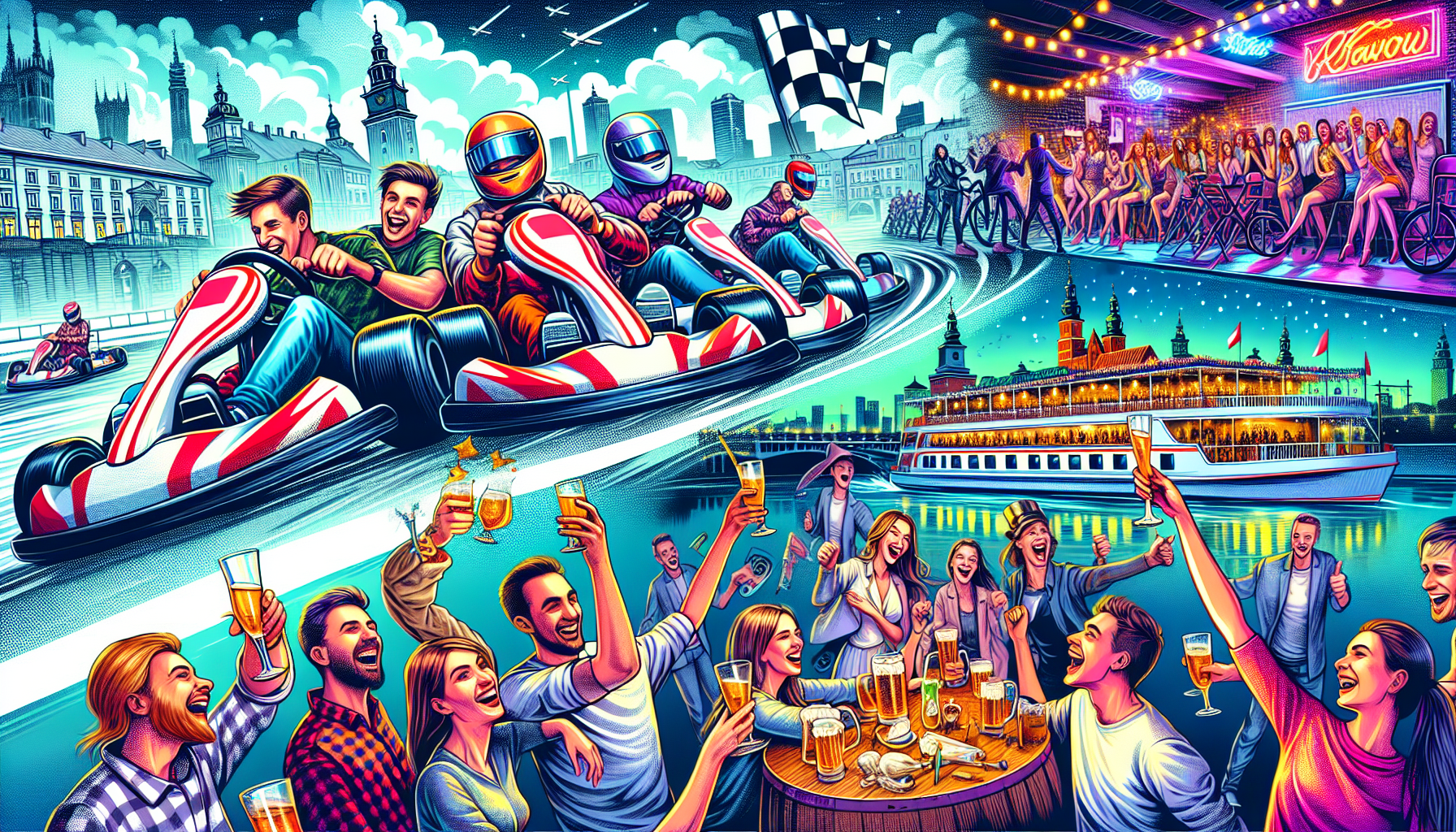 Exciting activities for a Krakow stag do, including go-kart racing and river cruises.
