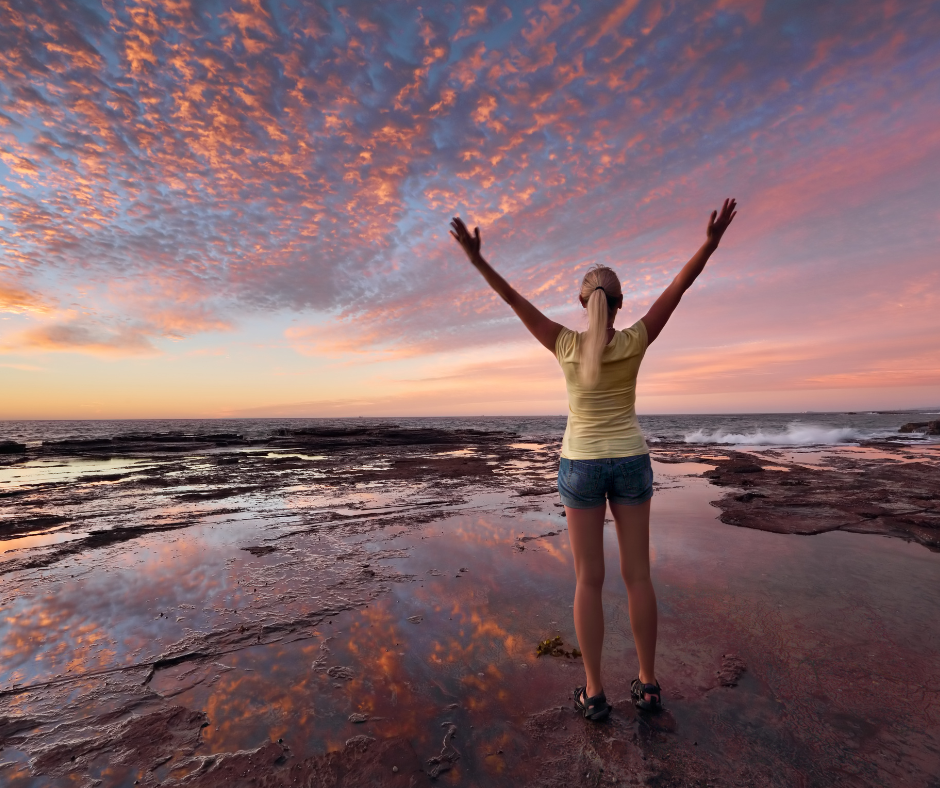 A person celebrating life without drugs and alcohol