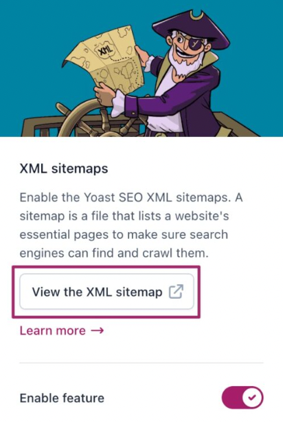 To check your WordPRess sitemap click on "View the XML sitemap" button. Source: yoast.com