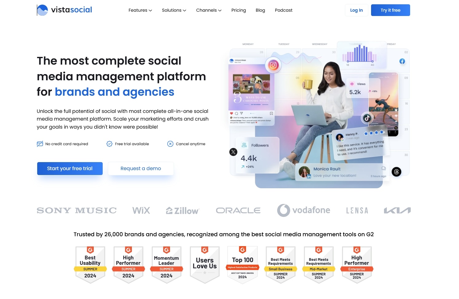 vista social landing page