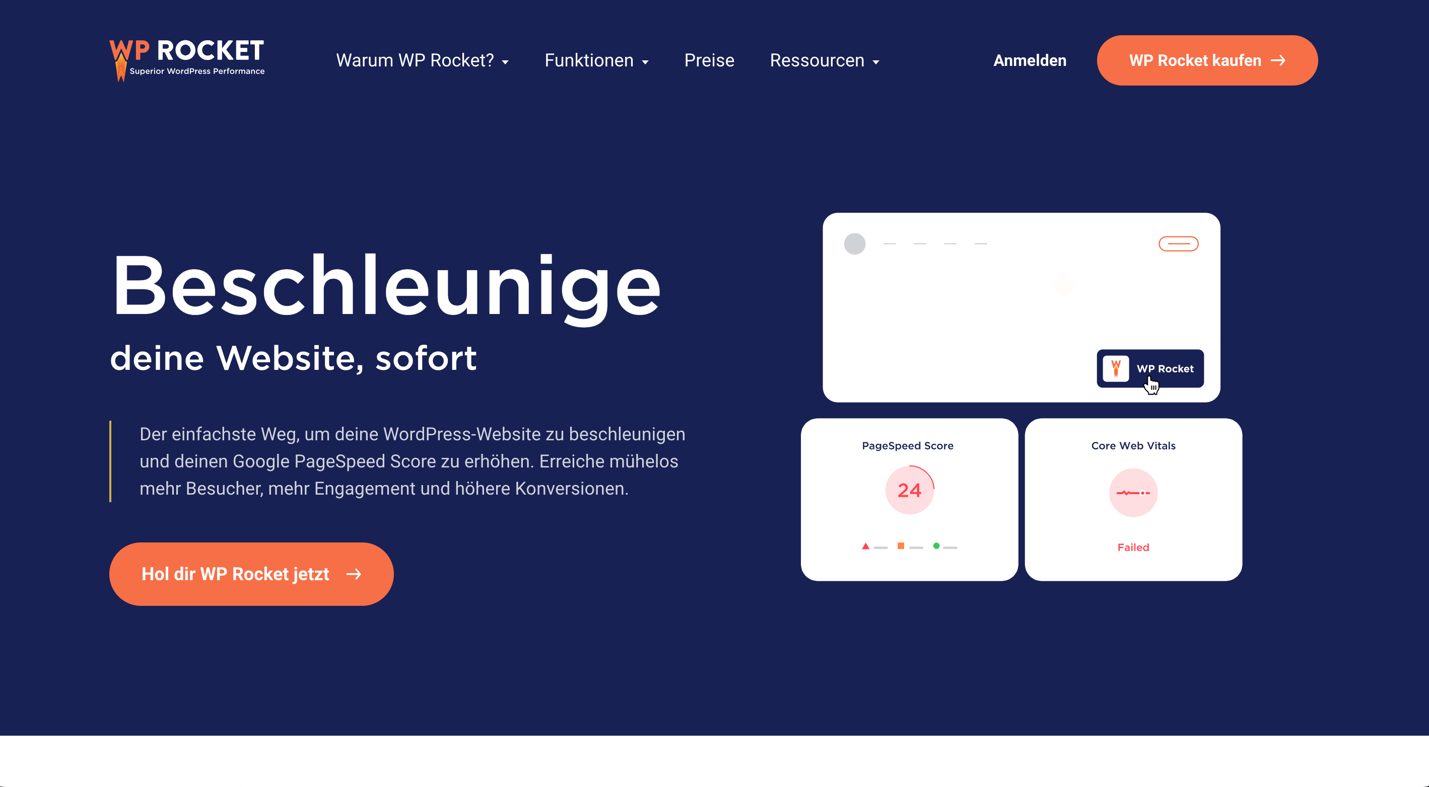 Screenshot von WPRocket