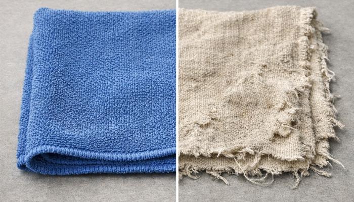Quality comparison of microfiber vs cotton cloth after washes