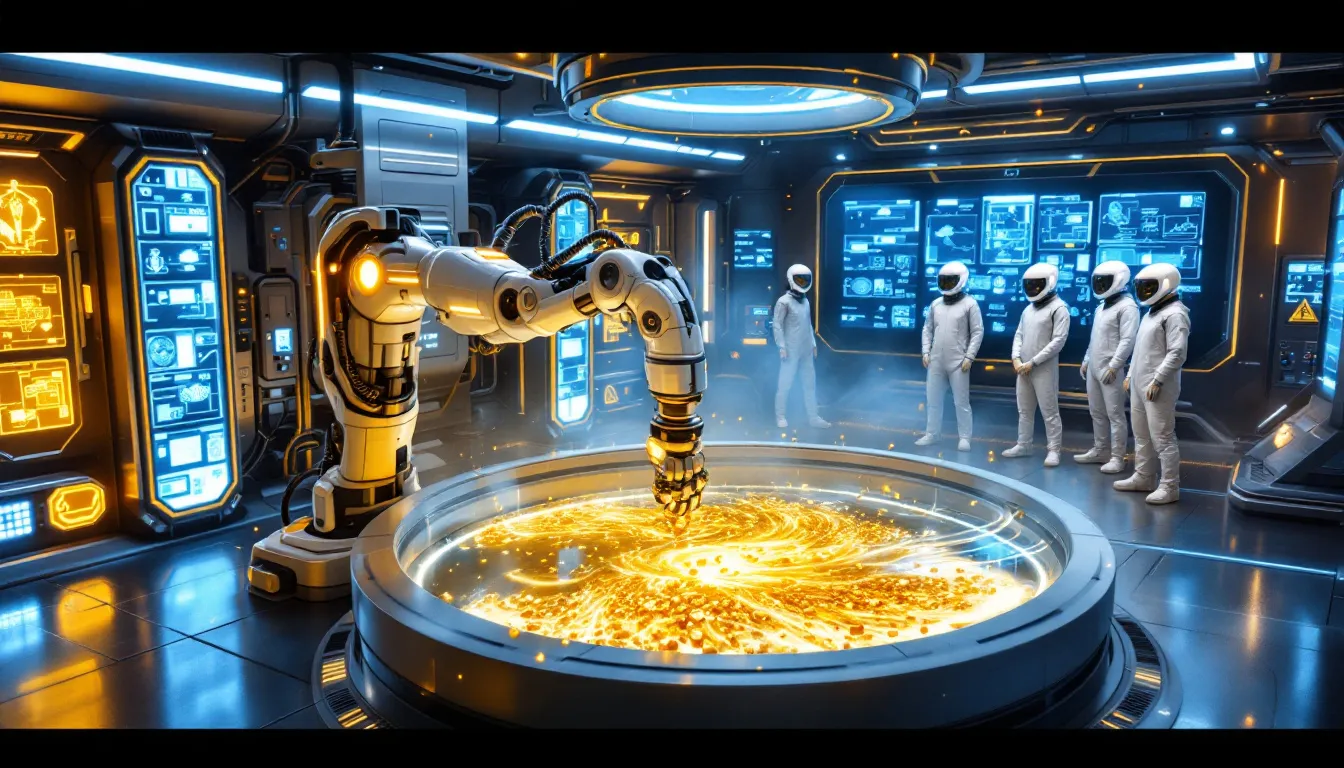 An image depicting the process of extracting gold from computers, highlighting safety precautions.