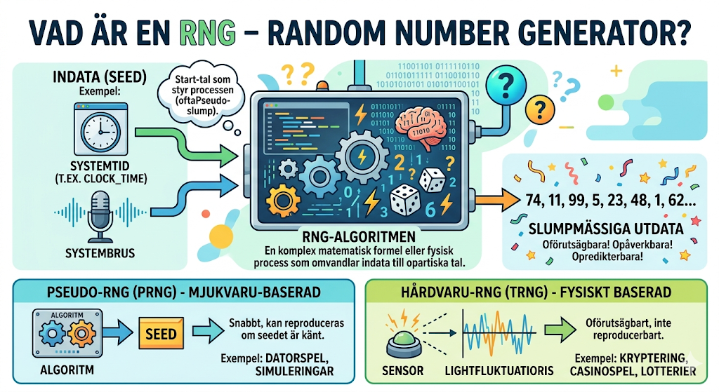 Vad är RNG i slots – slumpgenerator som styr spelautomater online och avgör snurr, symboler och vinster i casino spel.