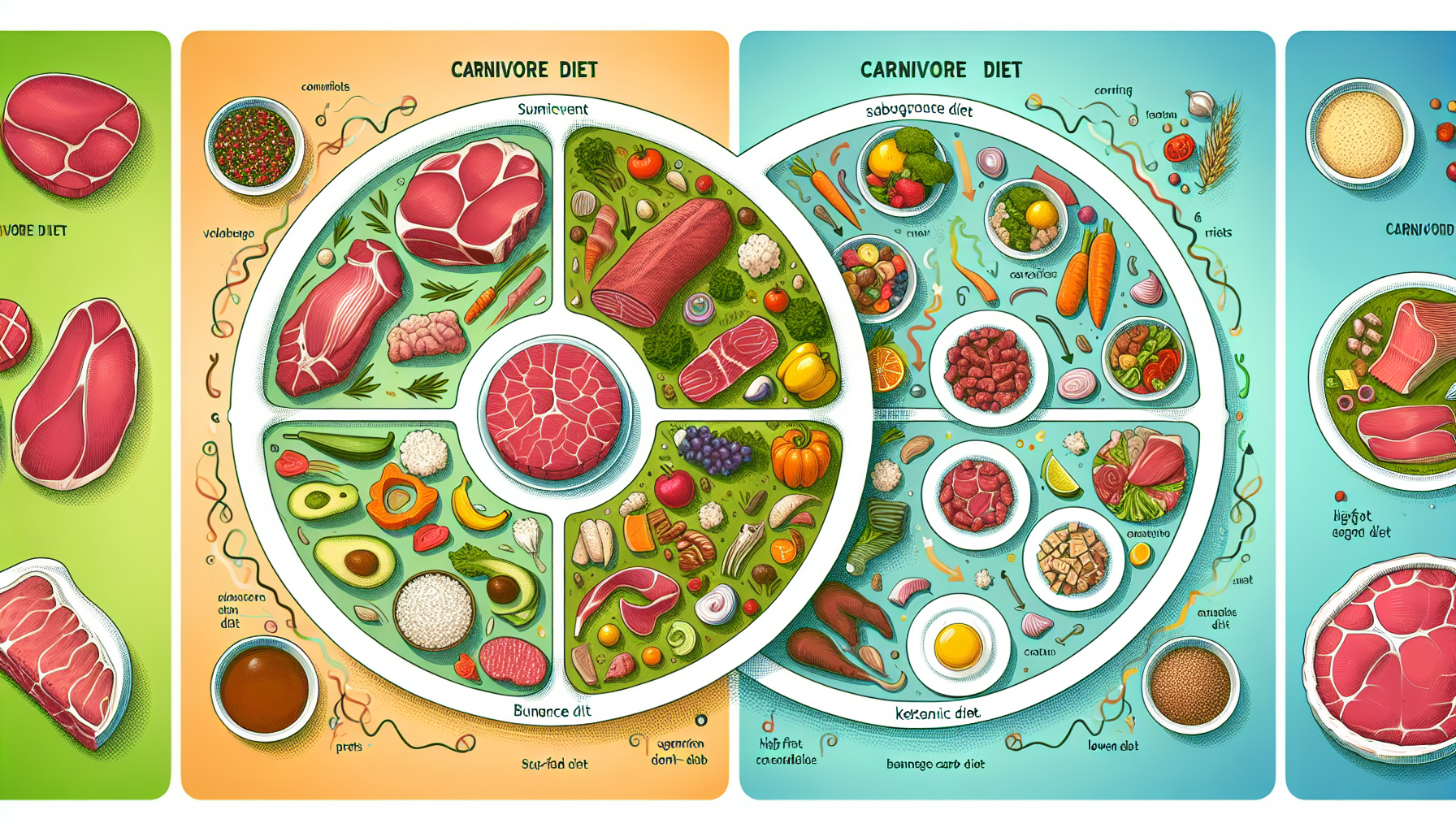 Illustration comparing the carnivore diet to other popular diets