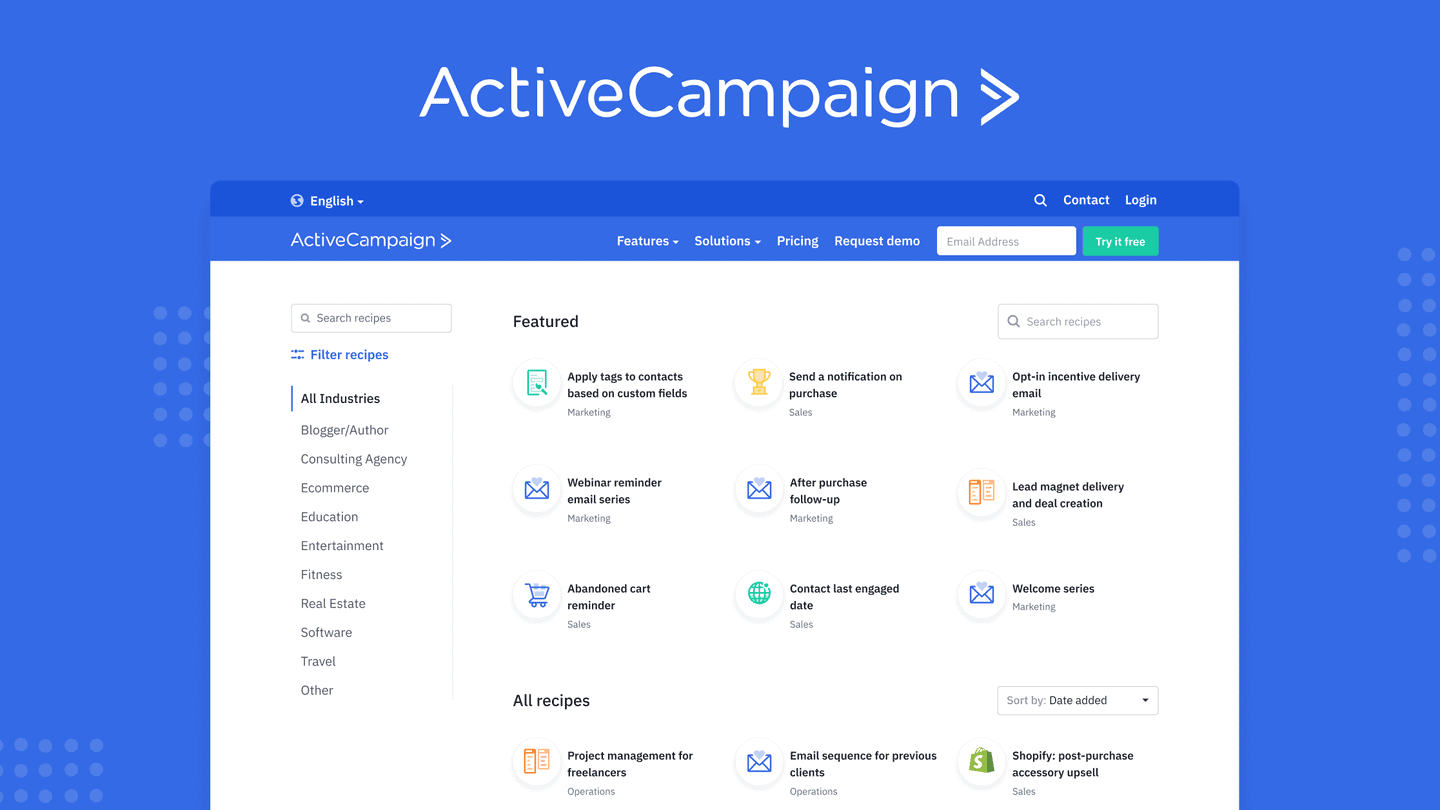 A screenshot of ActiveCampaign, an example of an essential salesforce integration.