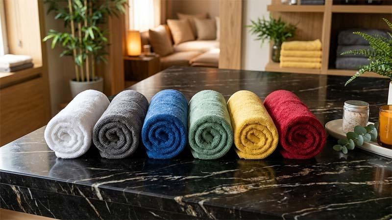 Different color coded microfiber towels