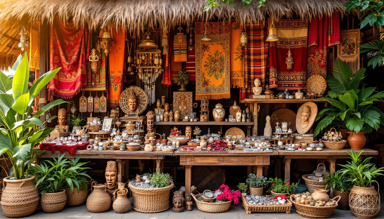 Unique souvenirs available for purchase in Bali, showcasing local craftsmanship.