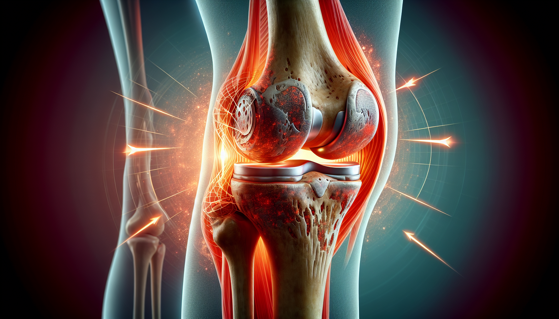 Illustration depicting knee joint pain and discomfort.