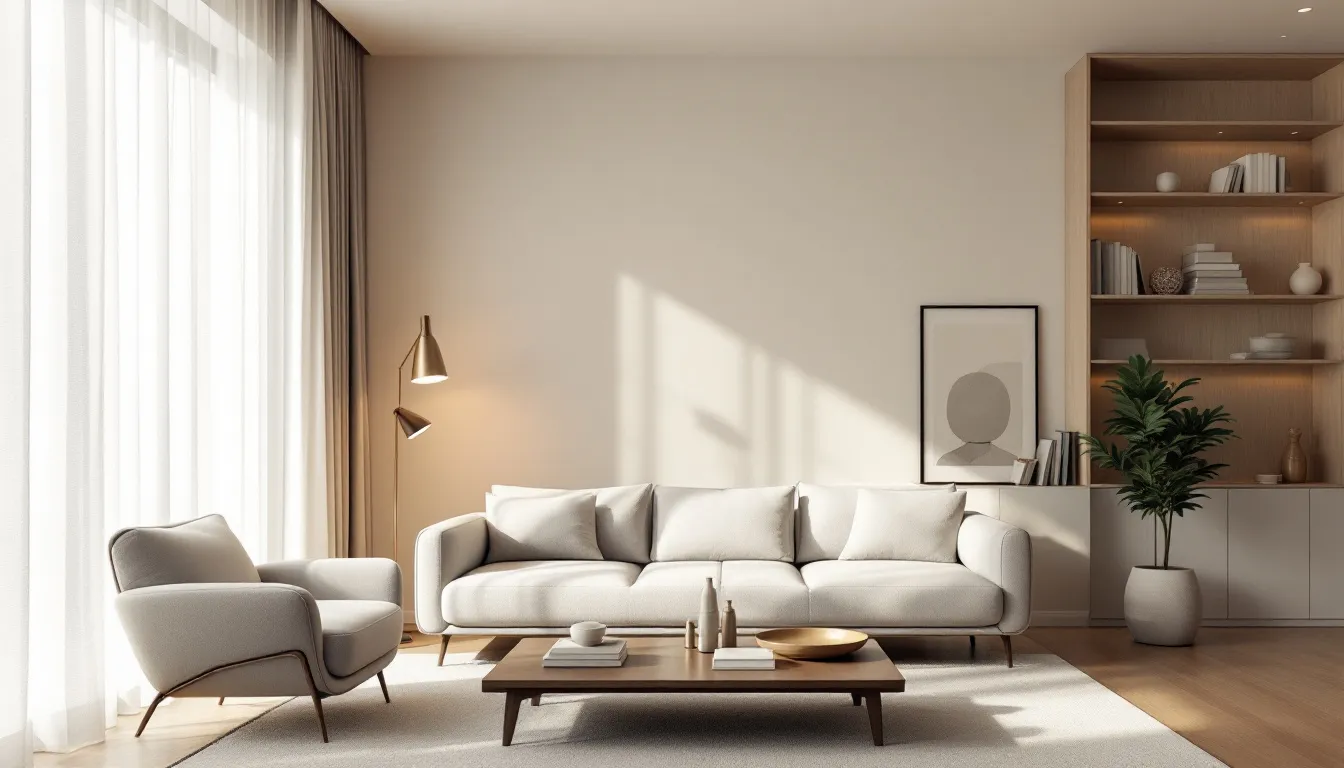 A well-lit living room that showcases the importance of lighting in furniture arrangement.