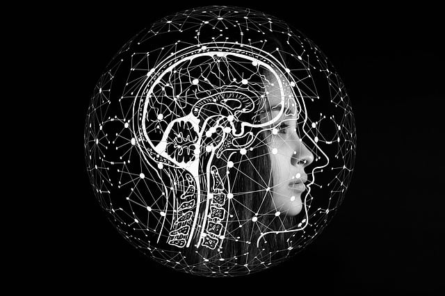 A graohic showing a brain and neurons connecting, which draws a parallel to how AI and machine learning works.