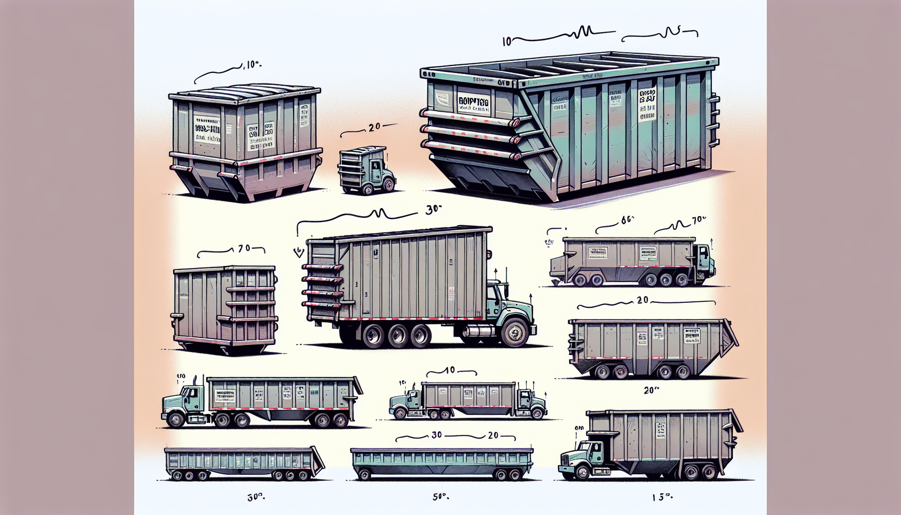 Various sizes of roll-off dumpsters for rent