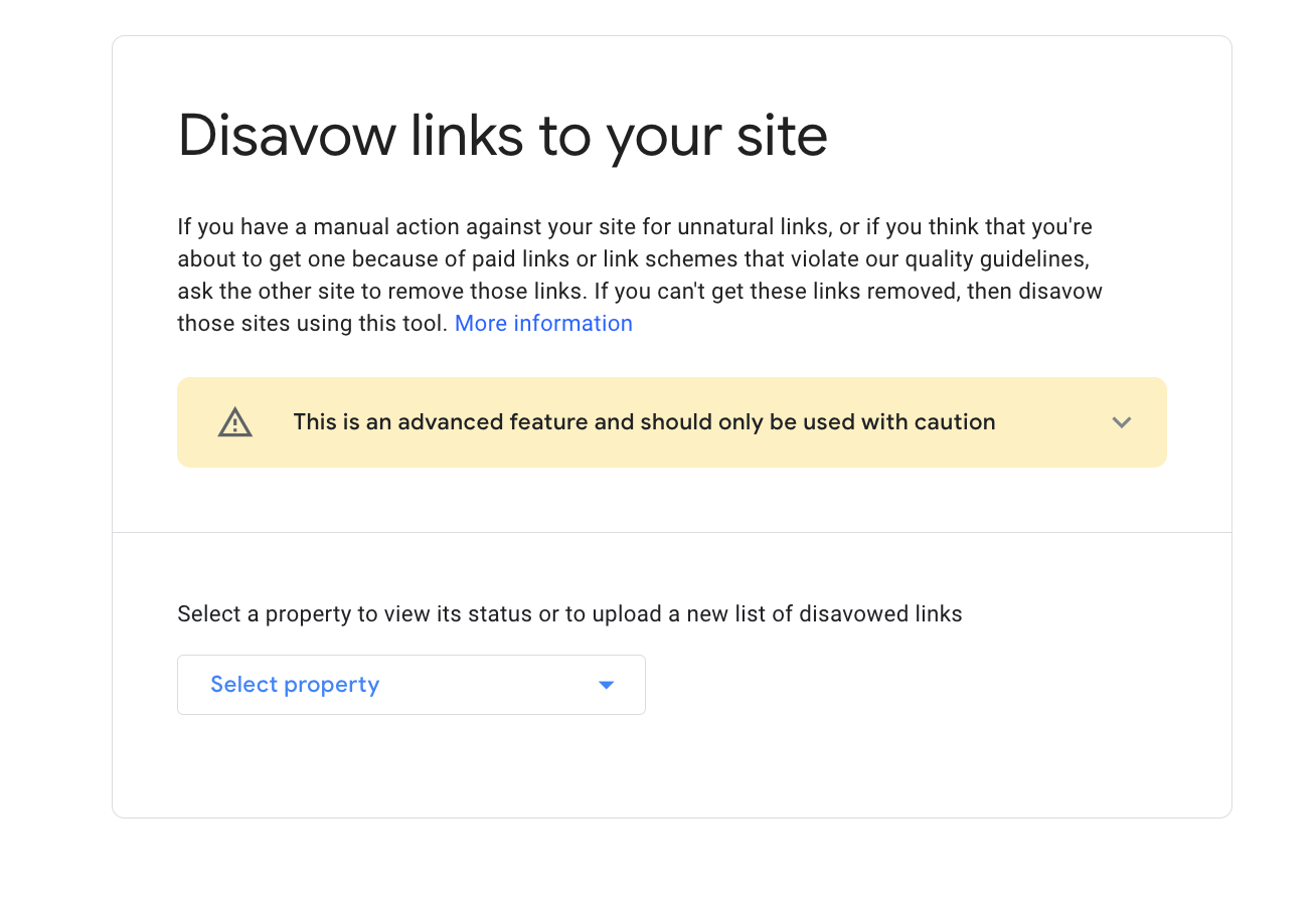 Disavow link tool from Google