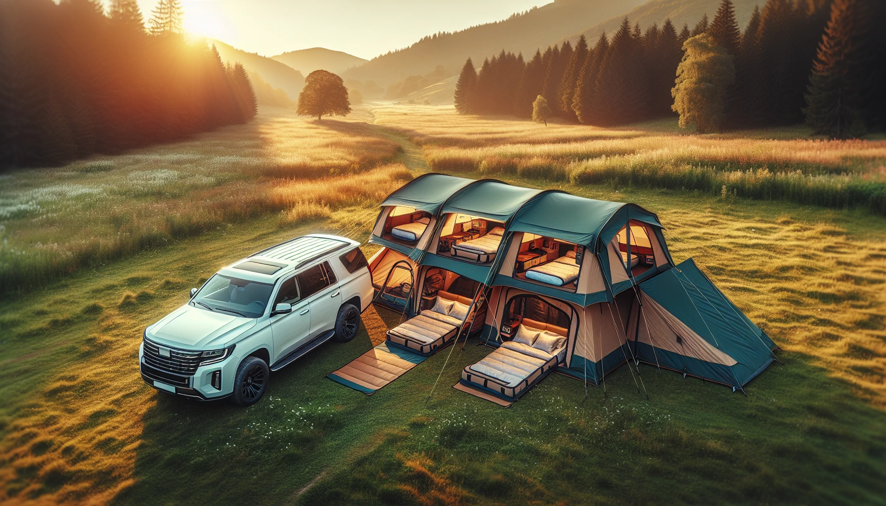 Spacious SUV tent with ample sleeping and storage space