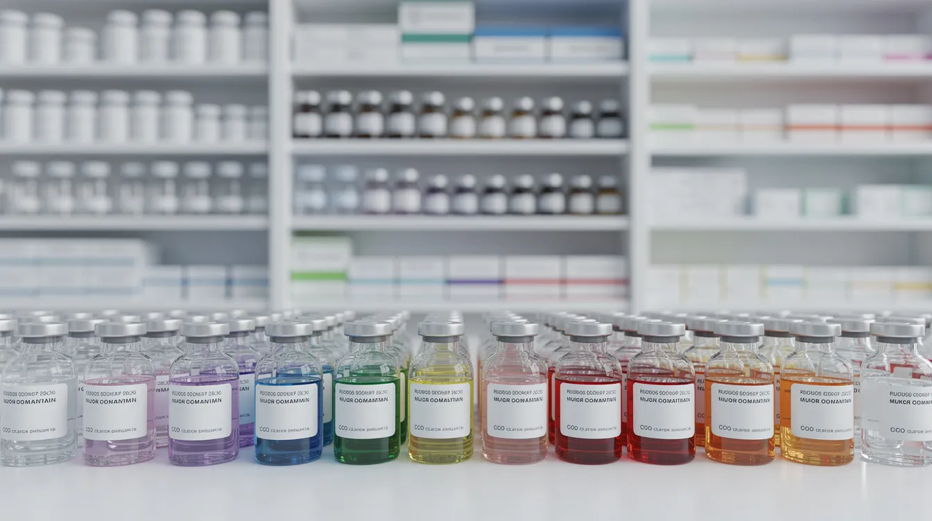 7fa80bb1 7c66 4c63 b753 33d2fc61ddbb The image shows rows of pharmaceutical vials and medicine bottles neatly organized on shelves in a hospital pharmacy, essential for providing cancer treatment and supporting patients in their care. This well-stocked pharmacy plays a crucial role in the working capital management of hospitals, ensuring they can deliver necessary services effectively.