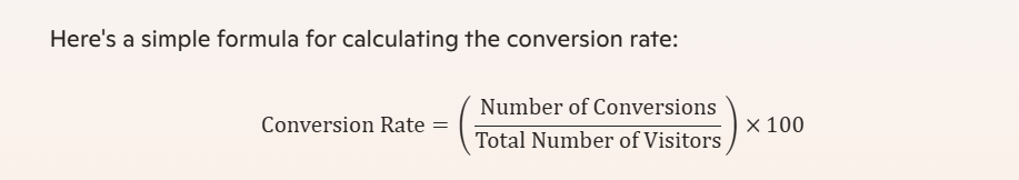 Formula to calculate conversion rates with number of conversions and visitors