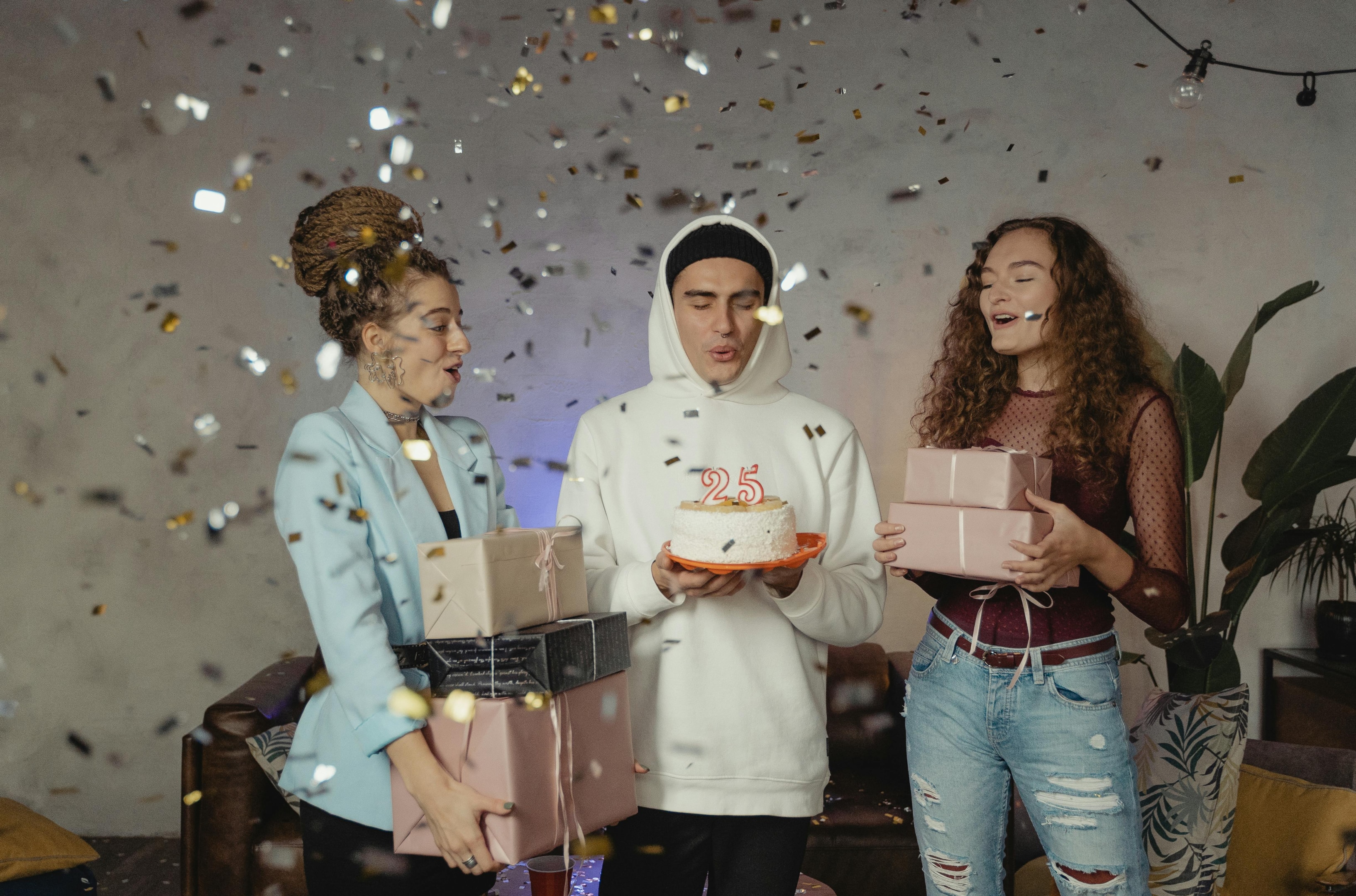 Friends throwing a birthday party