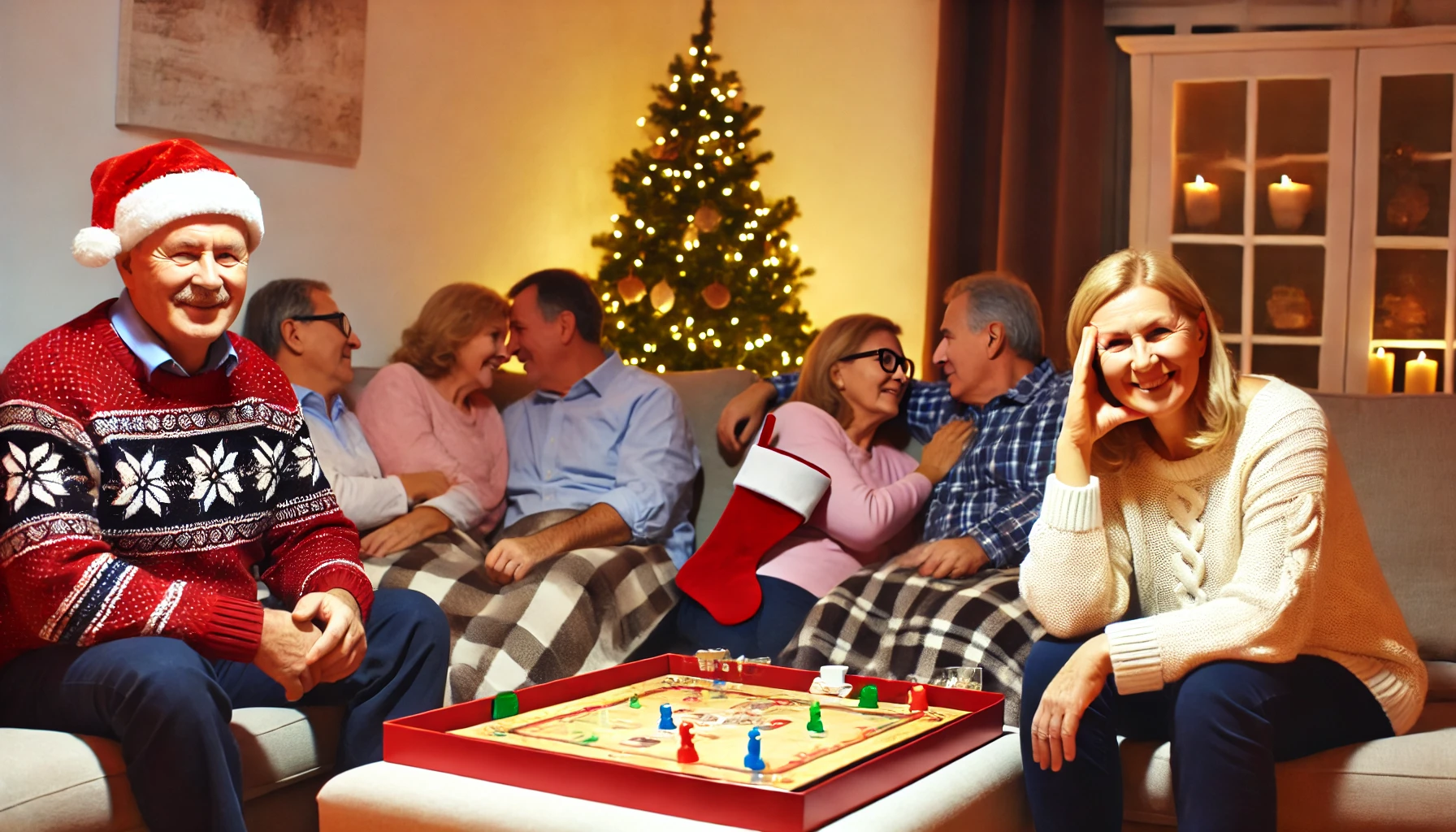 A warm holiday living room scene 