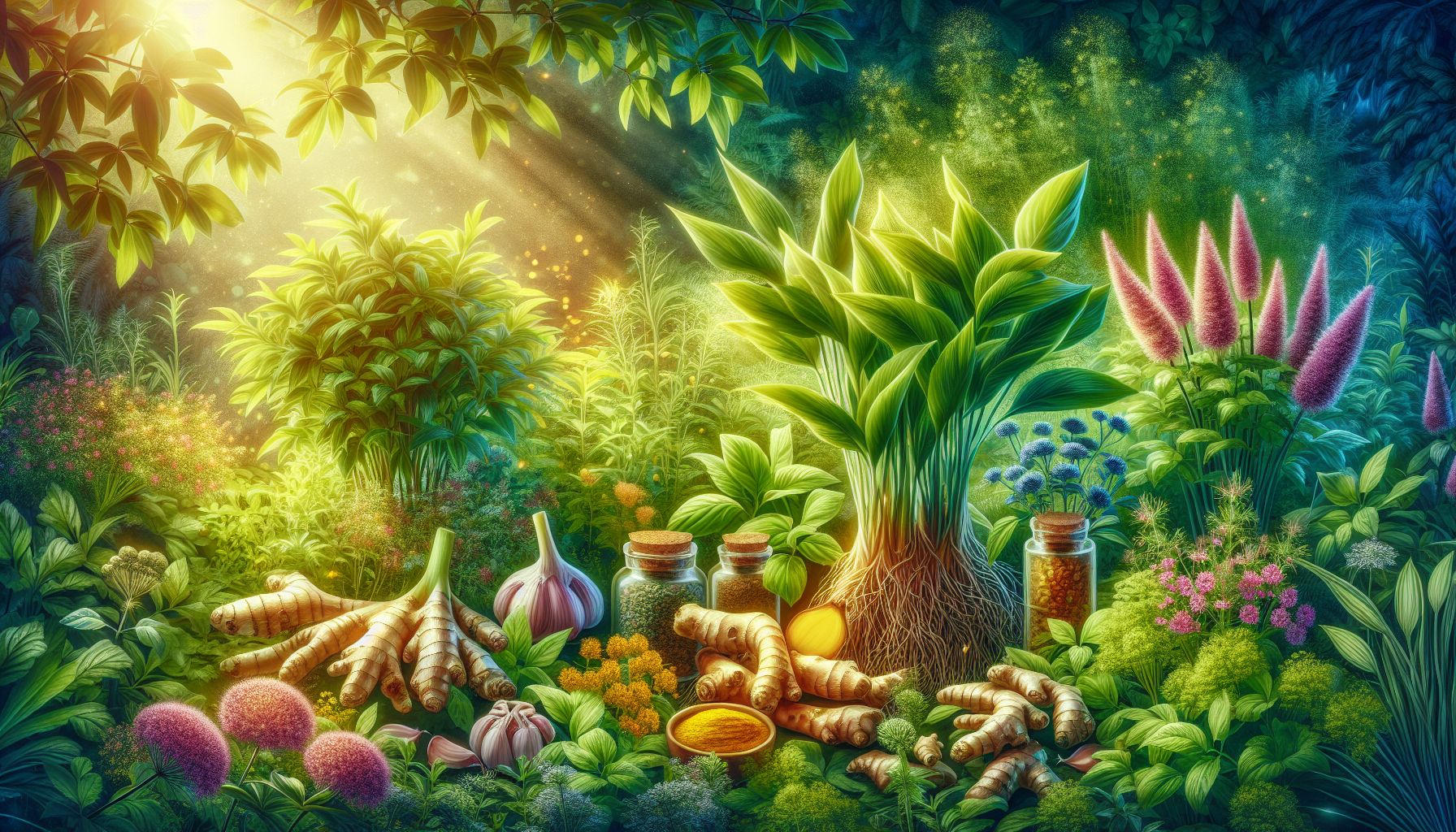 Various medicinal plants and herbs used in natural remedies for colon cancer