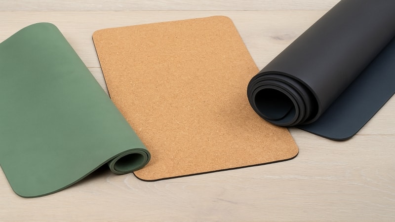 Natural Rubber, Cork, PU yoga mats