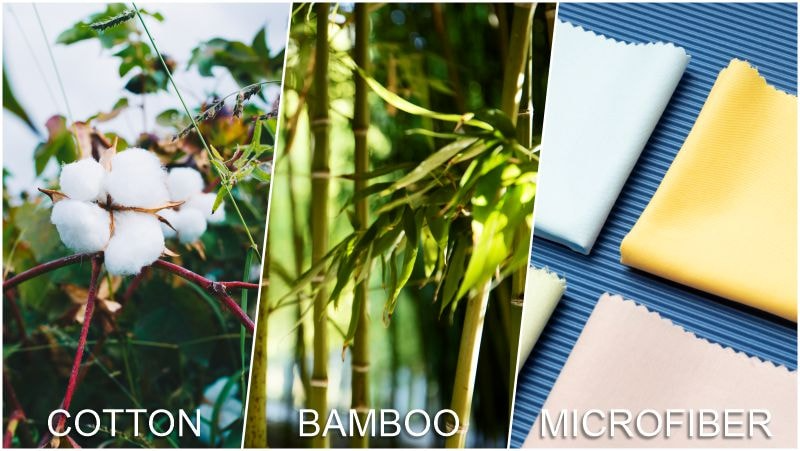 Side by side cotton, bamboo, and microfiber