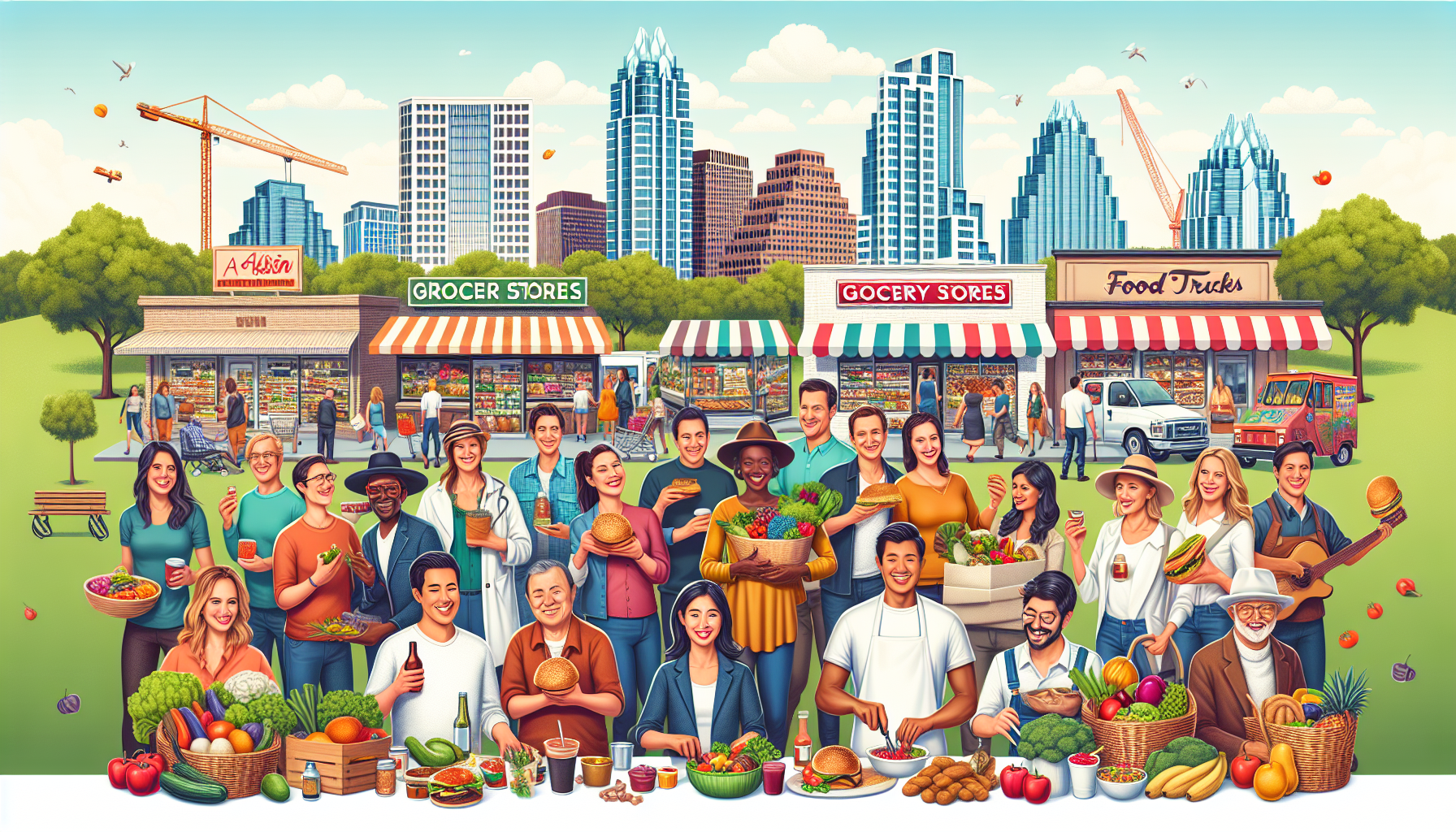 Variety of grocery options in Austin TX with focus on cost-effective dining