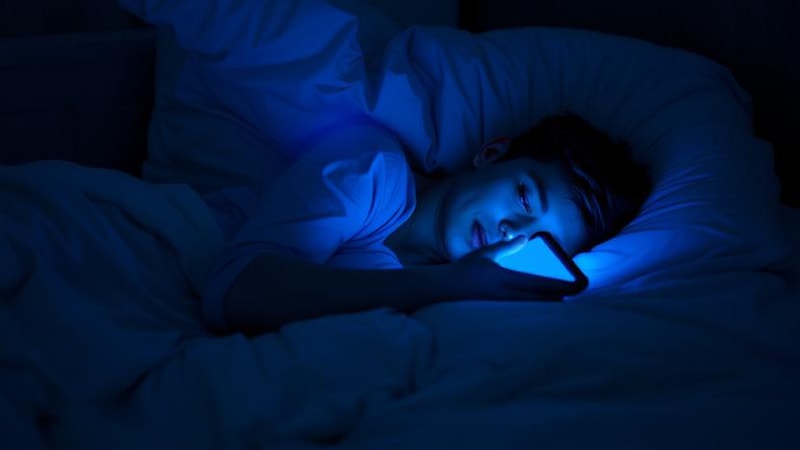 Blue light from a smartphone screen.