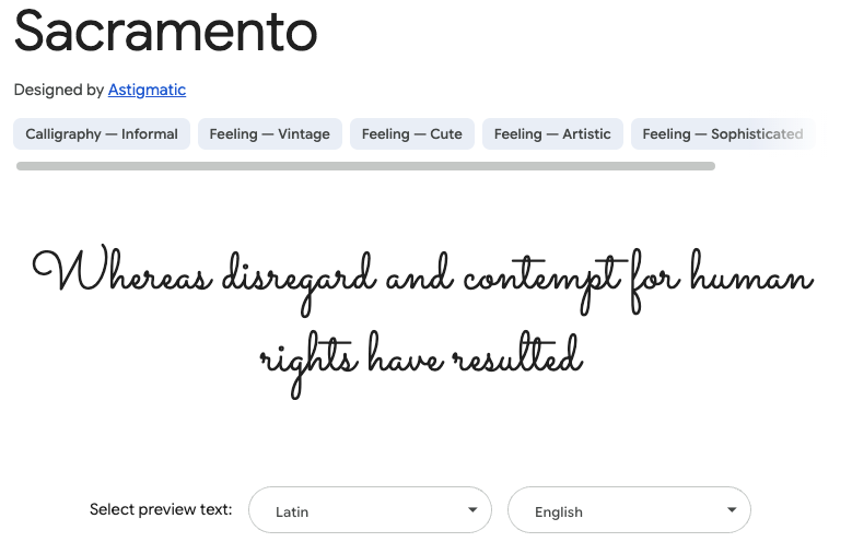 Sacramento font